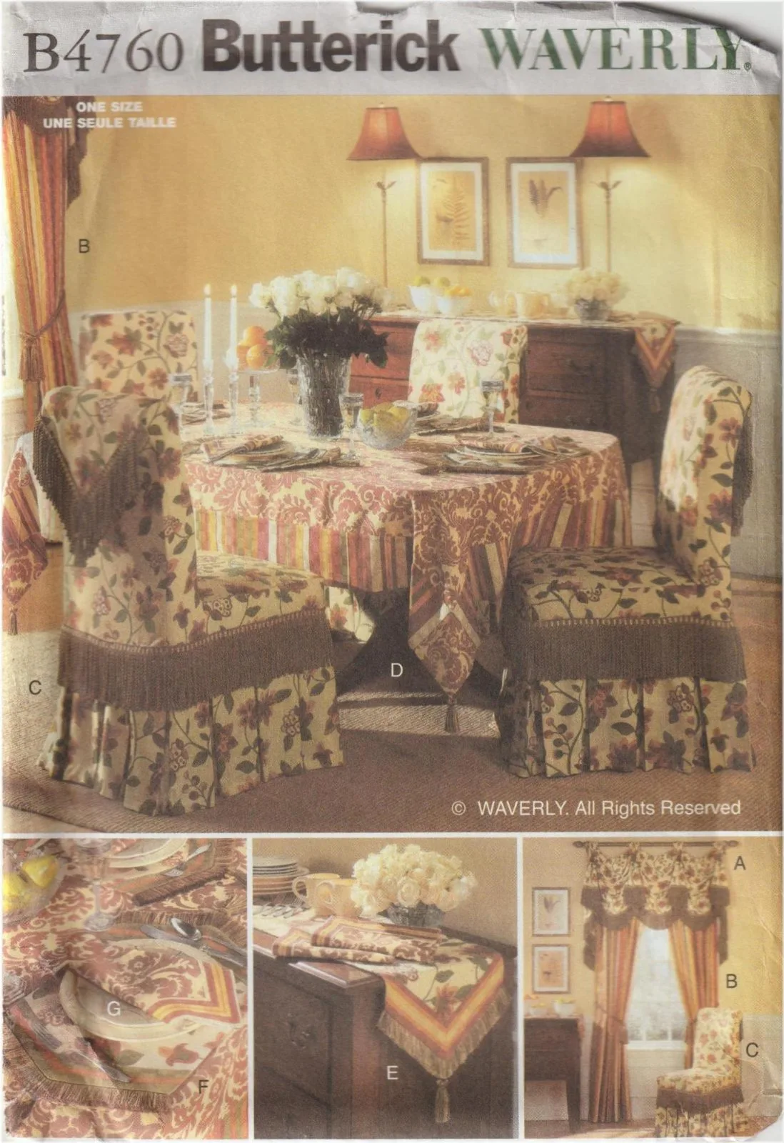 Butterick B4760 Waverly Home Decor Sewing Pattern Dining Room & Slip Covers — photo 2