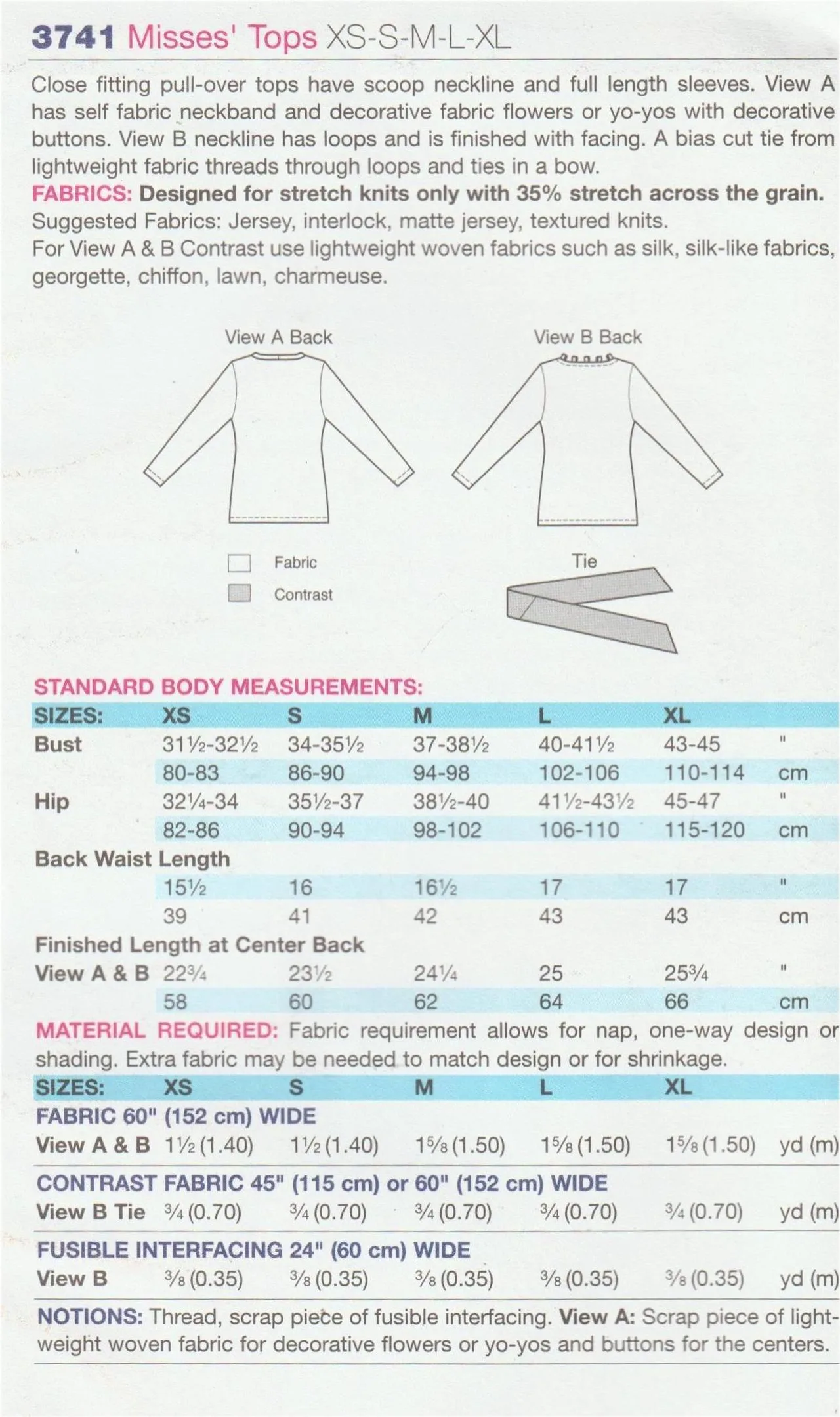 Kwik Sew 3741 Misses Knit Top Sewing Pattern Size XS-XL Uncut — photo 3