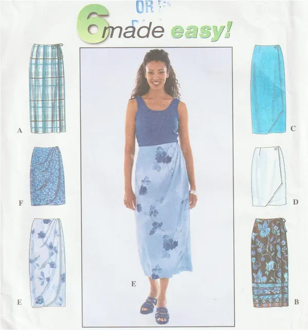 Simplicity 8527 Wrap Skirt Multi Length Maxi Midi Short Pattern Size 6-10 Uncut