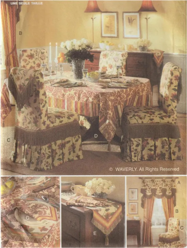 Butterick B4760 Waverly Home Decor Sewing Pattern Dining Room & Slip Covers