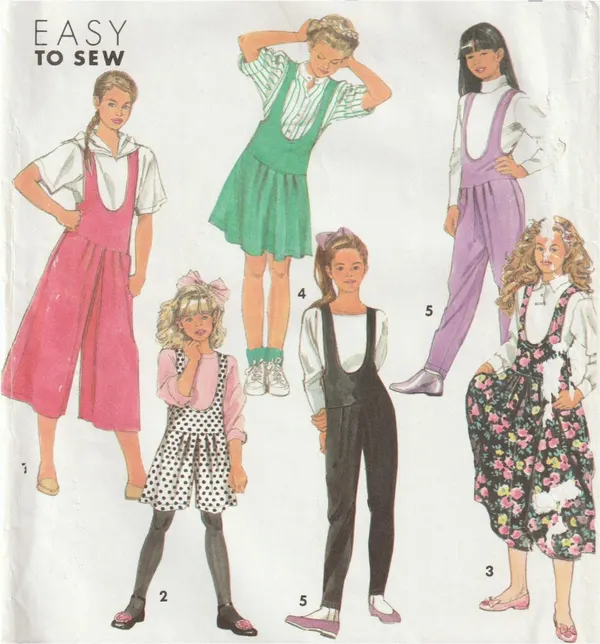 Simplicity 7405 Kids Jumpers & Overalls Sewing Pattern — Size BB (7-14) Uncut