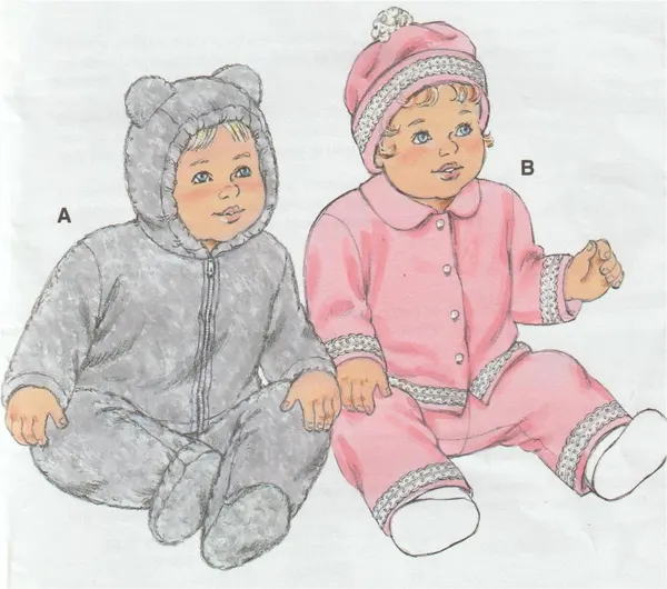 Kwik Sew 3127 Baby Bunting Bag Jumpsuit Hat Sewing Pattern Size XS-XL Uncut