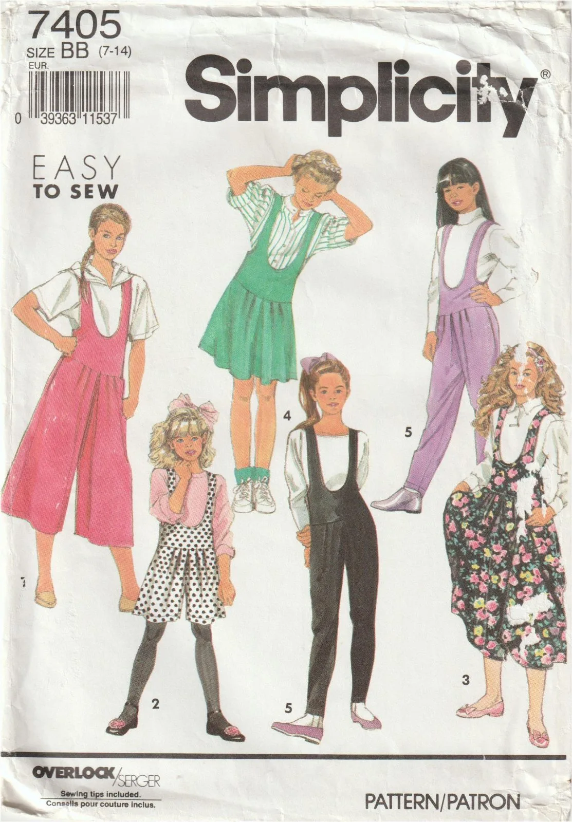 Simplicity 7405 Kids Jumpers & Overalls Sewing Pattern — Size BB (7-14) Uncut — photo 2