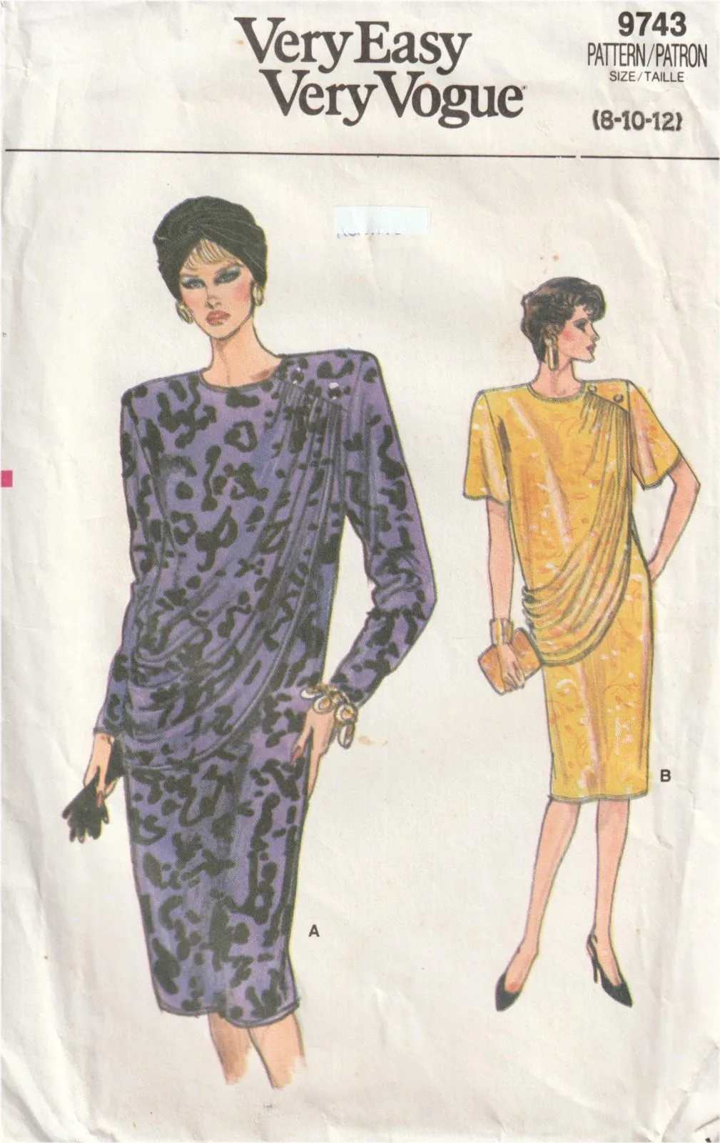 Vogue 9743 Vintage 1980s Draped Front Dress Sewing Pattern Size 8-12 Uncut OOP — photo 2