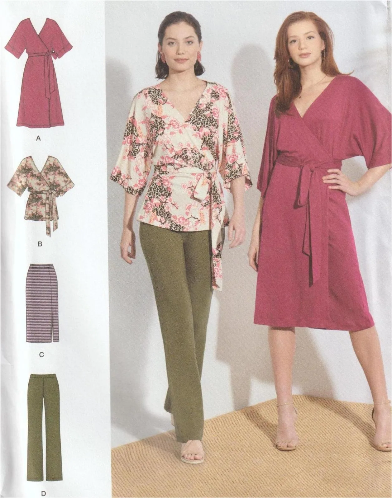 Simplicity S8925 Womens Wrap Top Dress Skirt Pants Sewing Pattern XXS-XXL Uncut — photo 2