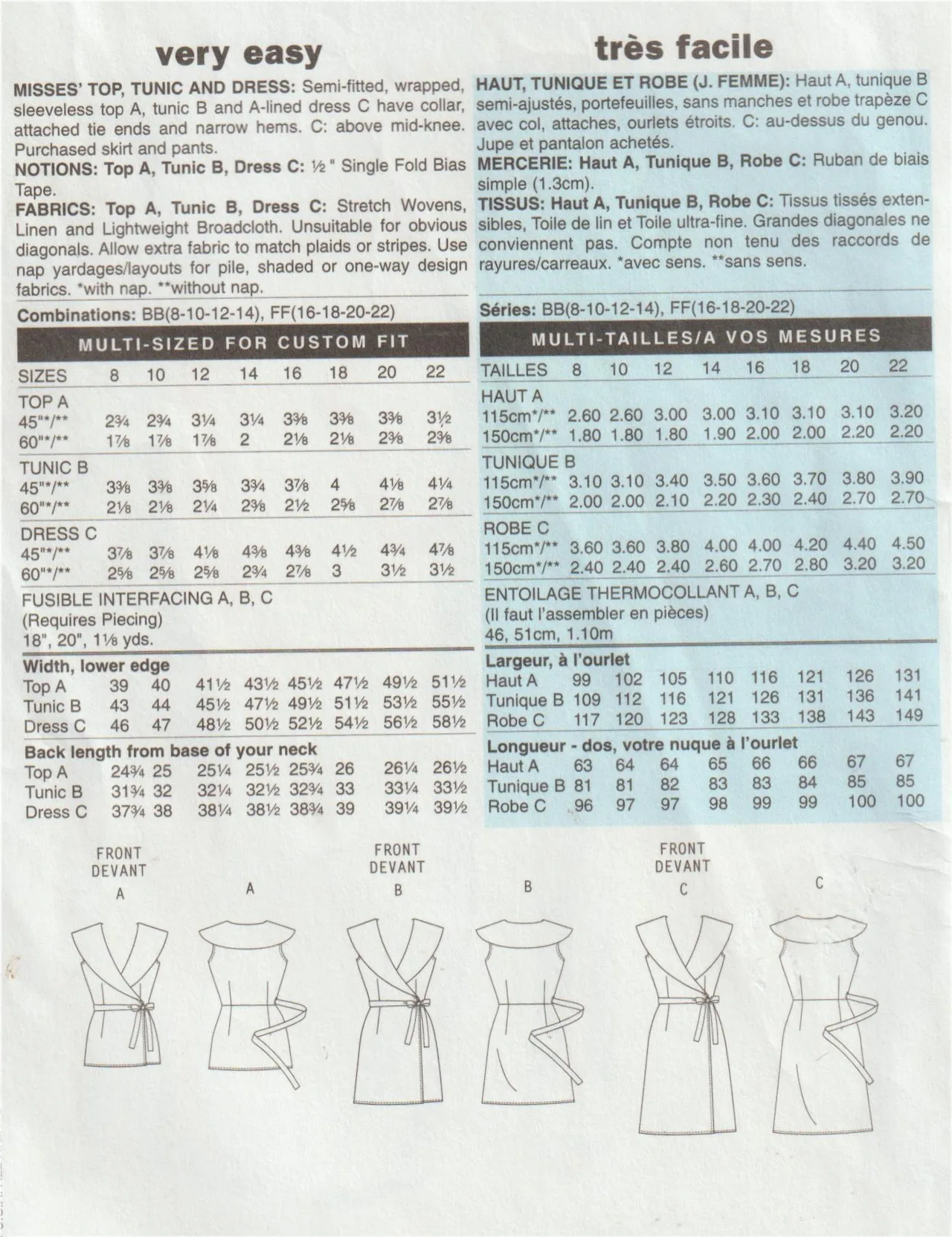 Butterick B5451 Womens Wrap Dress Top Tunic Sewing Pattern Size 8-14 Uncut — photo 3
