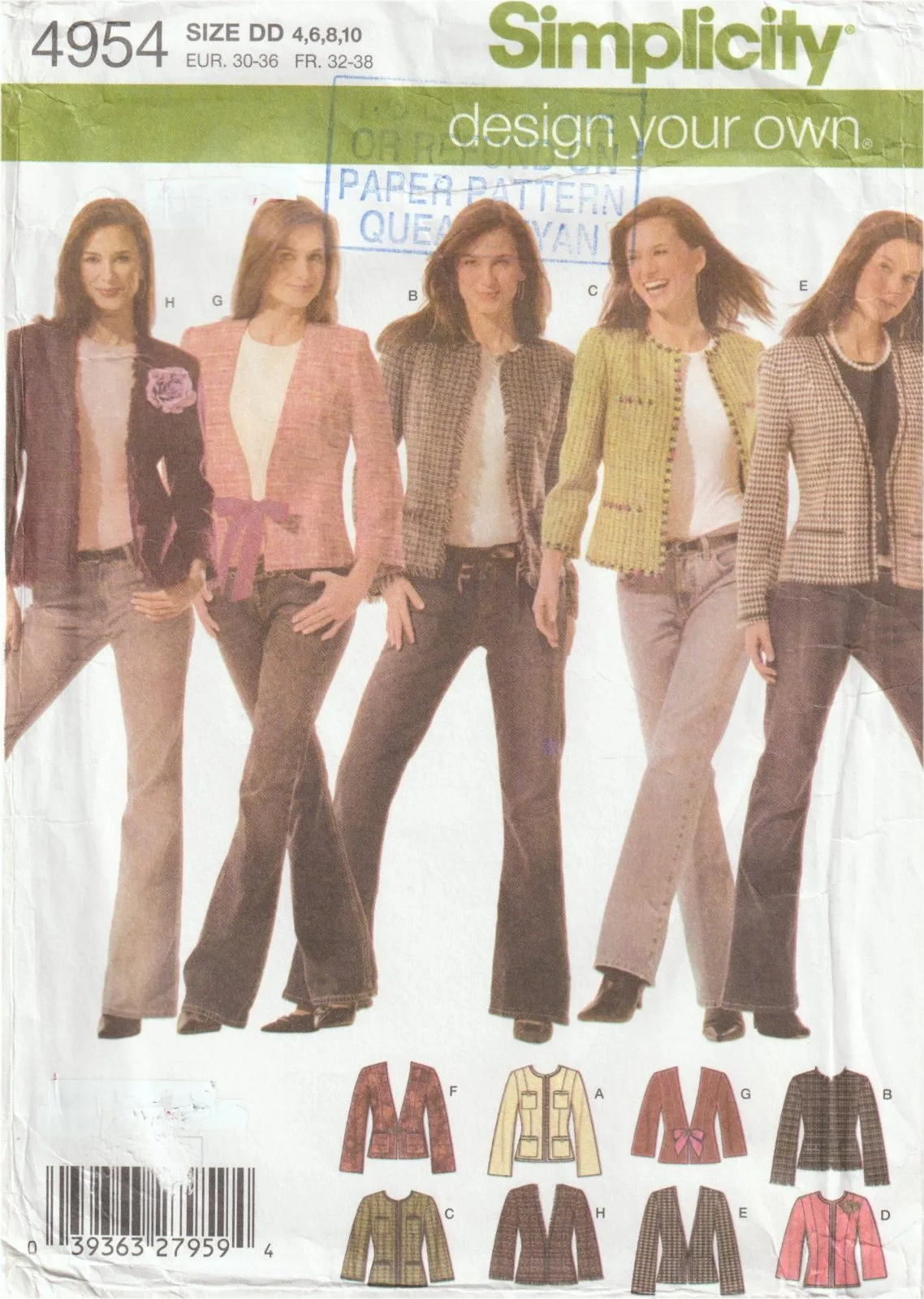 Simplicity 4954 Design Your Own Jacket Sewing Pattern 4-10 Uncut — photo 2