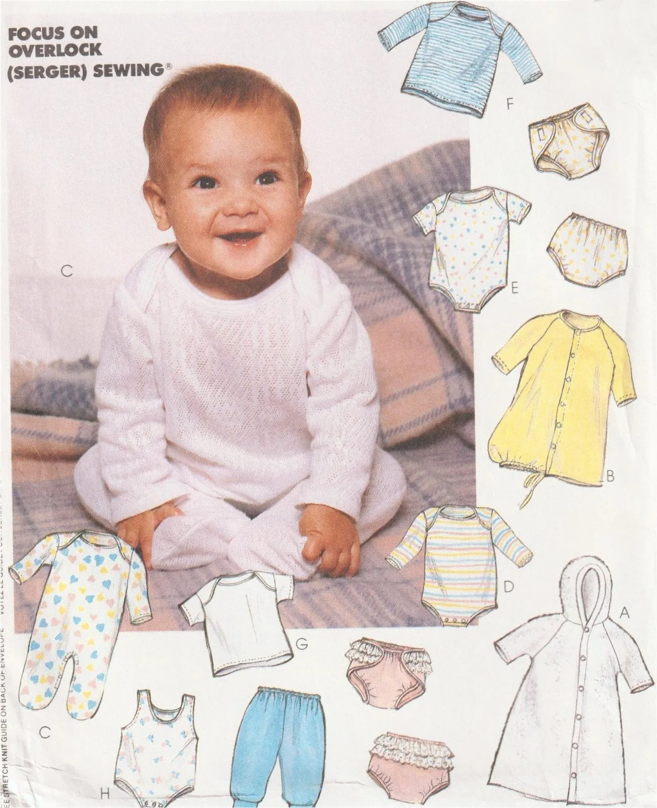 McCalls 5194 Vintage Baby Layette Onesie Bunting Jumpsuit Pattern Uncut — photo 2