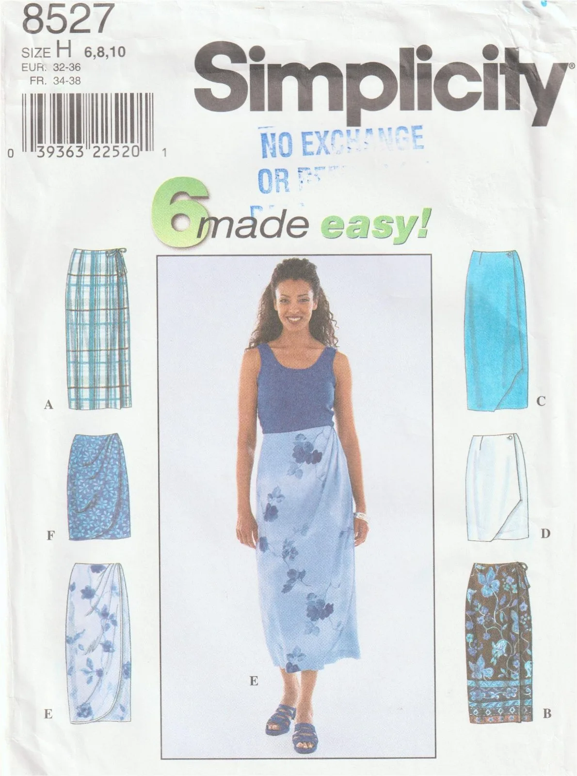 Simplicity 8527 Wrap Skirt Multi Length Maxi Midi Short Pattern Size 6-10 Uncut — photo 2