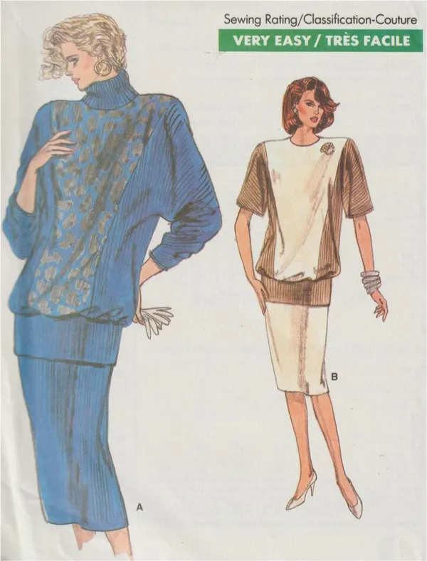 Vogue 7002 Vintage Knit Top Skirt Dress Pattern Uncut OOP