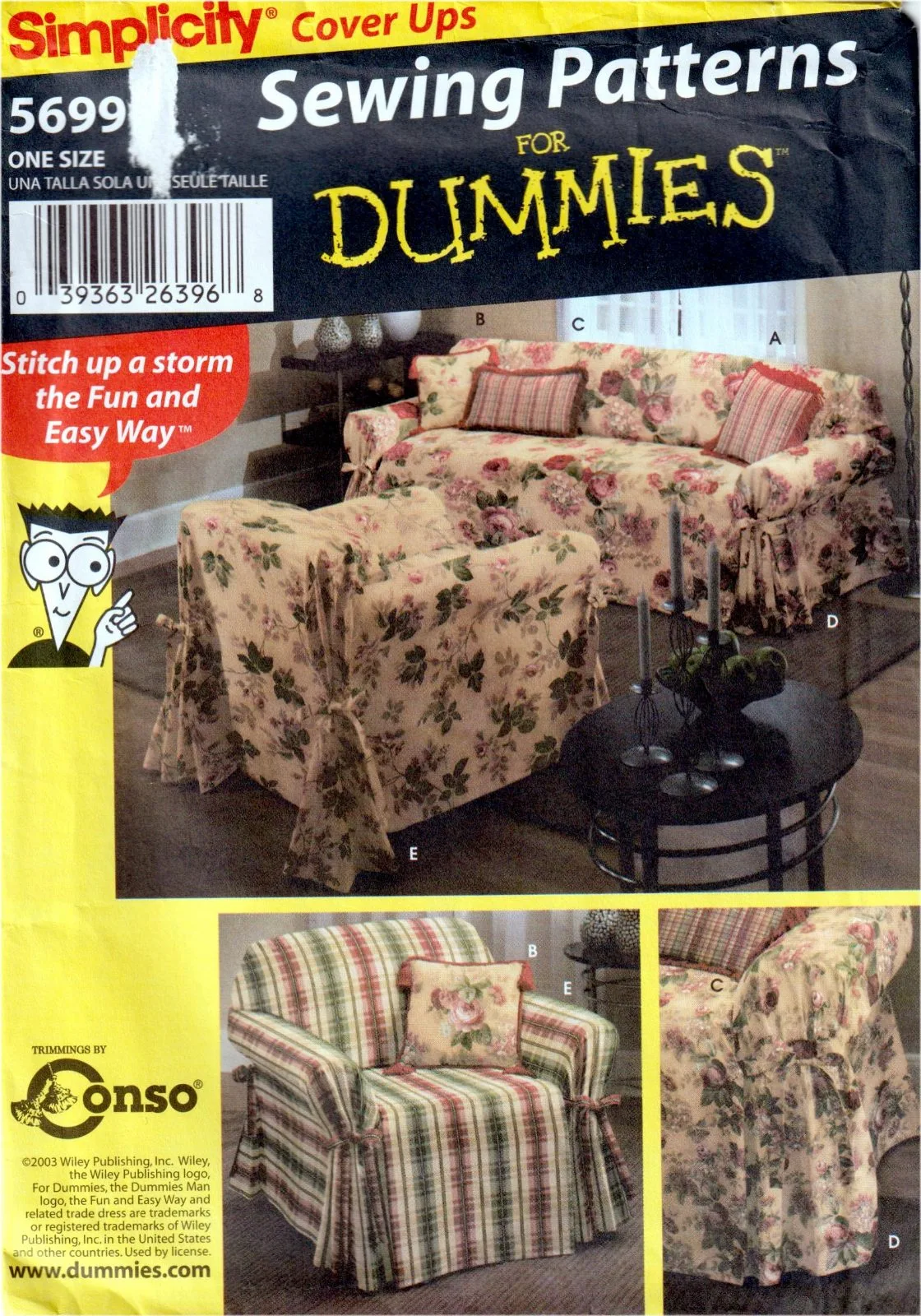 Simplicity 5699 Sofa Chair Slipcovers Vintage Sewing Pattern Uncut — photo 2