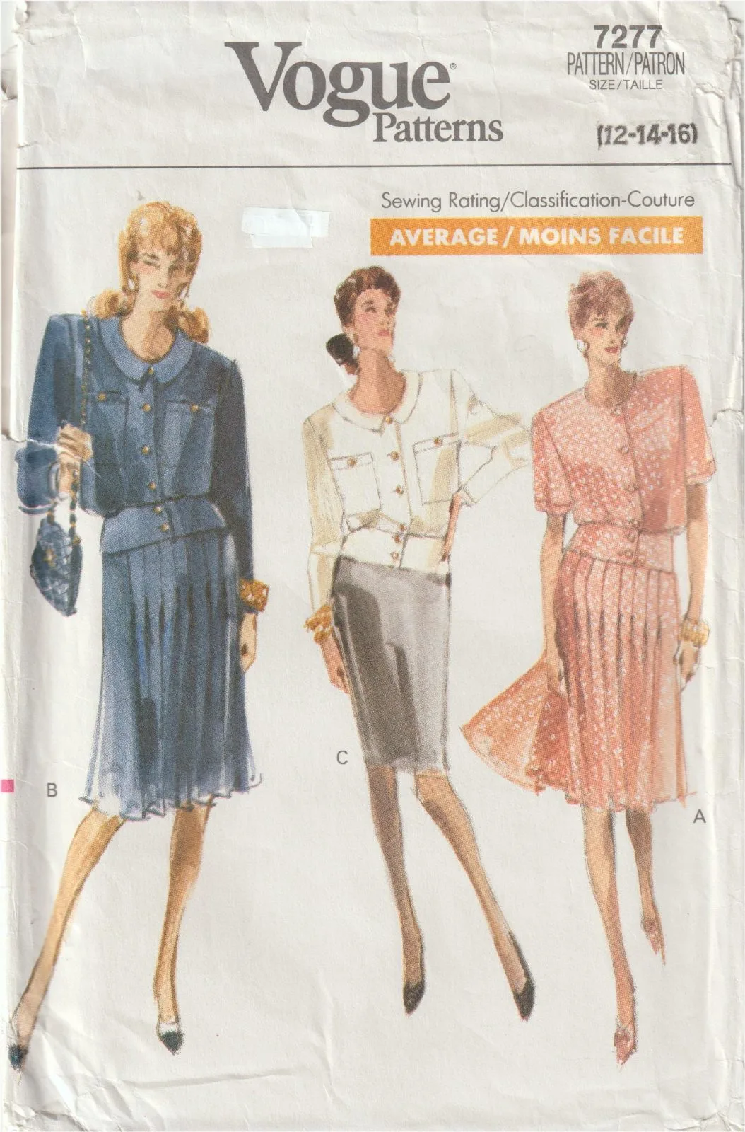 Vogue 7277 Button Front Jacket Skirt Dress Suit Pattern Size 12-16 Uncut OOP — photo 2