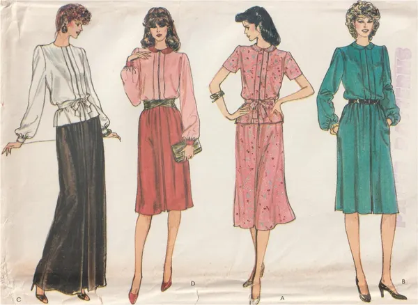 Very Easy Vogue 8101 Blouse Skirt Dress Pattern Size 6-10 Uncut OOP