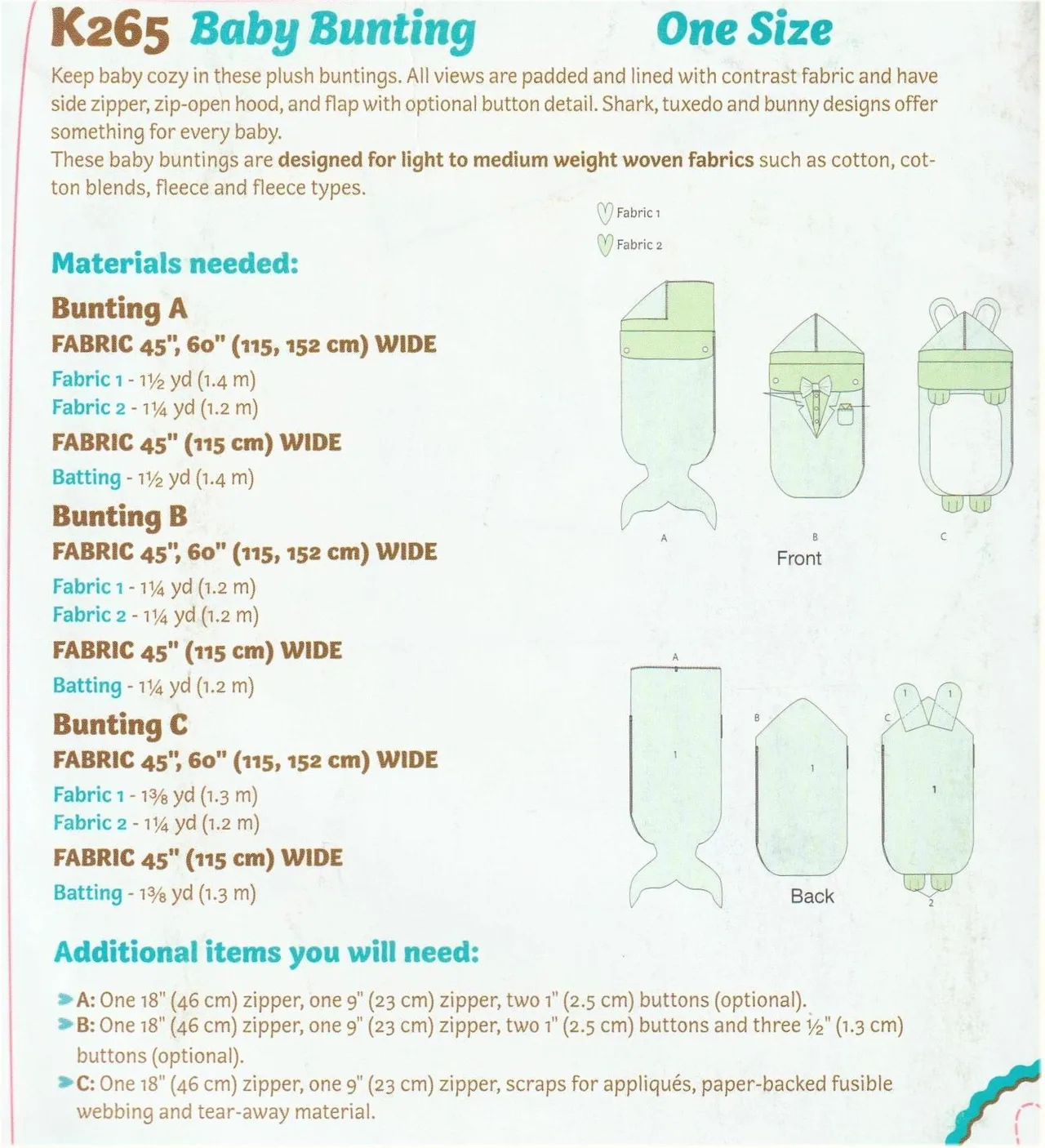 Ellie Mae Designs K265 Bundle Up Baby Bunting Bag Sewing Pattern Uncut OOP — photo 2
