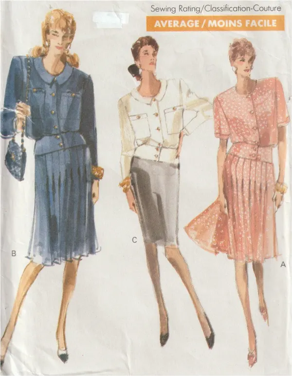 Vogue 7277 Button Front Jacket Skirt Dress Suit Pattern Size 12-16 Uncut OOP