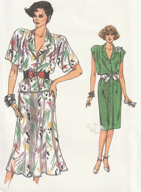 Very Easy Very Vogue 9608 Button Front Dress Skirt Top Pattern Size 8-12 Uncut