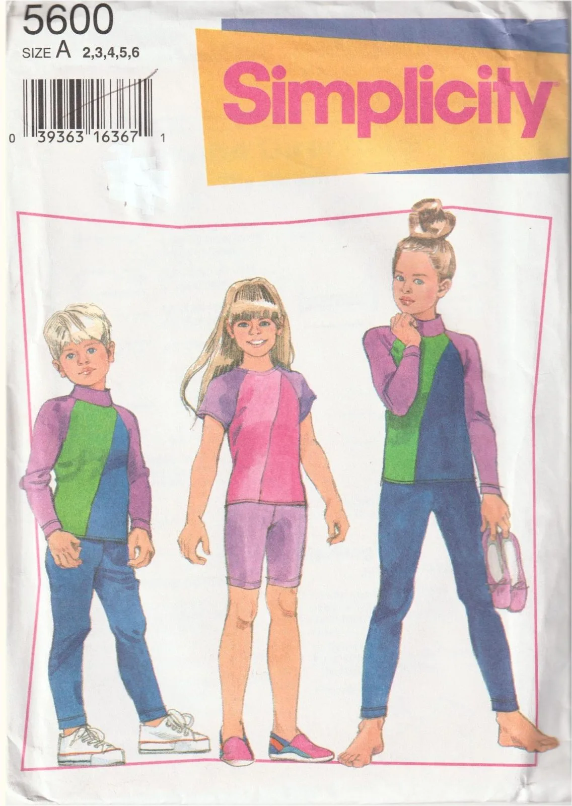 Simplicity 5600 Kids Activewear Sewing Pattern Sizes 2-6 Uncut — photo 2