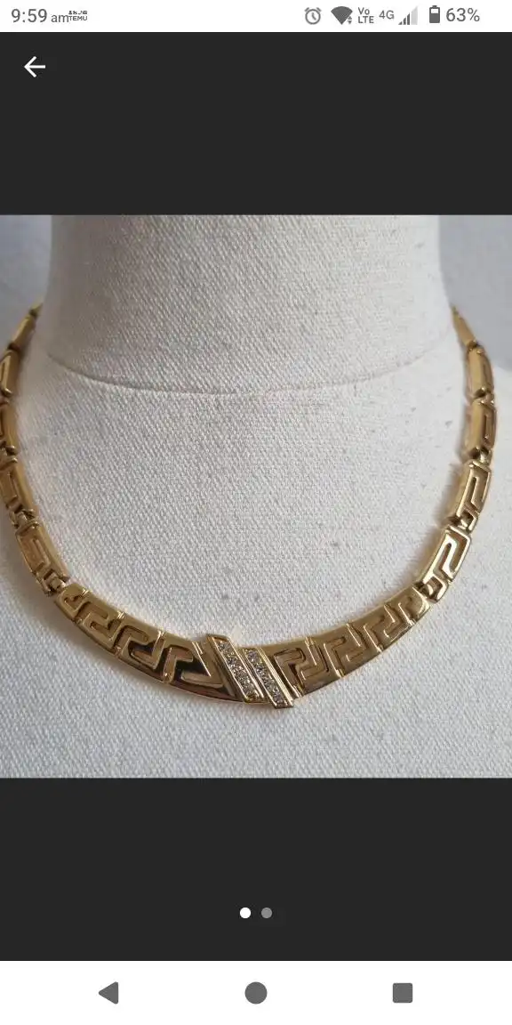 Vintage 21 kt gold plated Greek key necklace