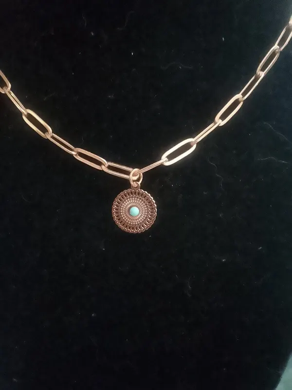 RoseGold plated with turquoise stone necklace and pendant