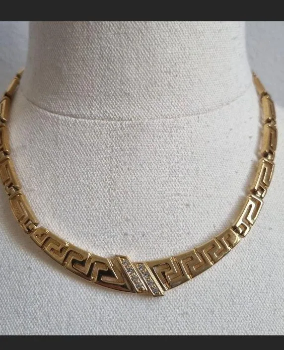 Vintage 21 kt gold plated Greek key necklace – photo 2