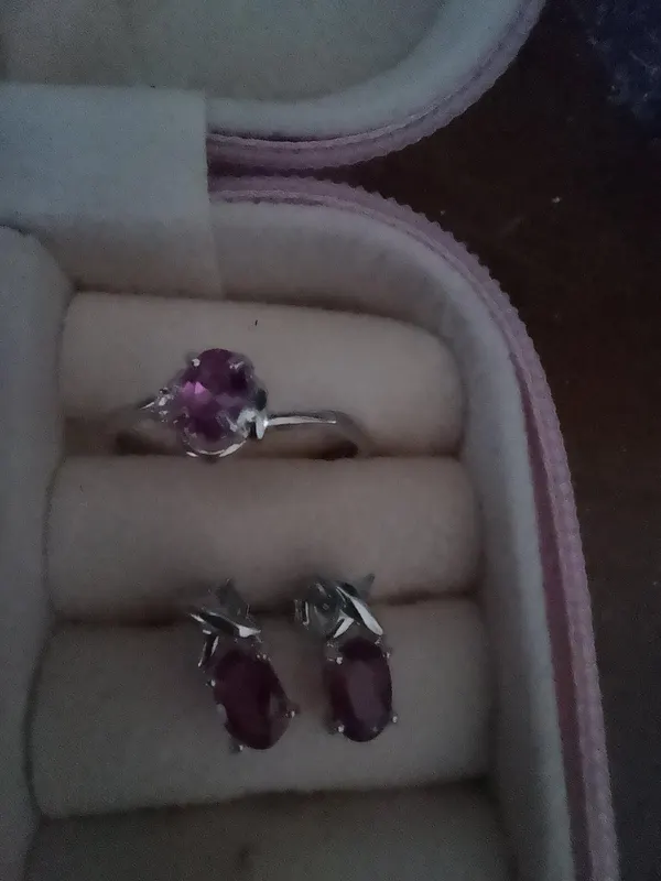 Sterling Silver ruby ring and matching earrings