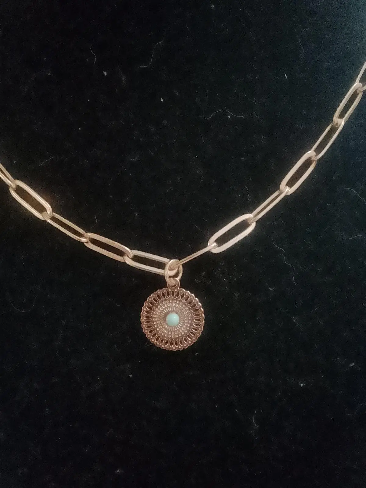 RoseGold plated with turquoise stone necklace and pendant – photo 3