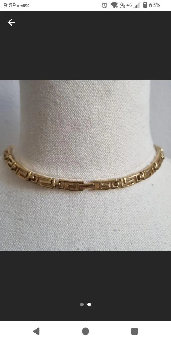 Vintage 21 kt gold plated Greek key necklace – photo 3