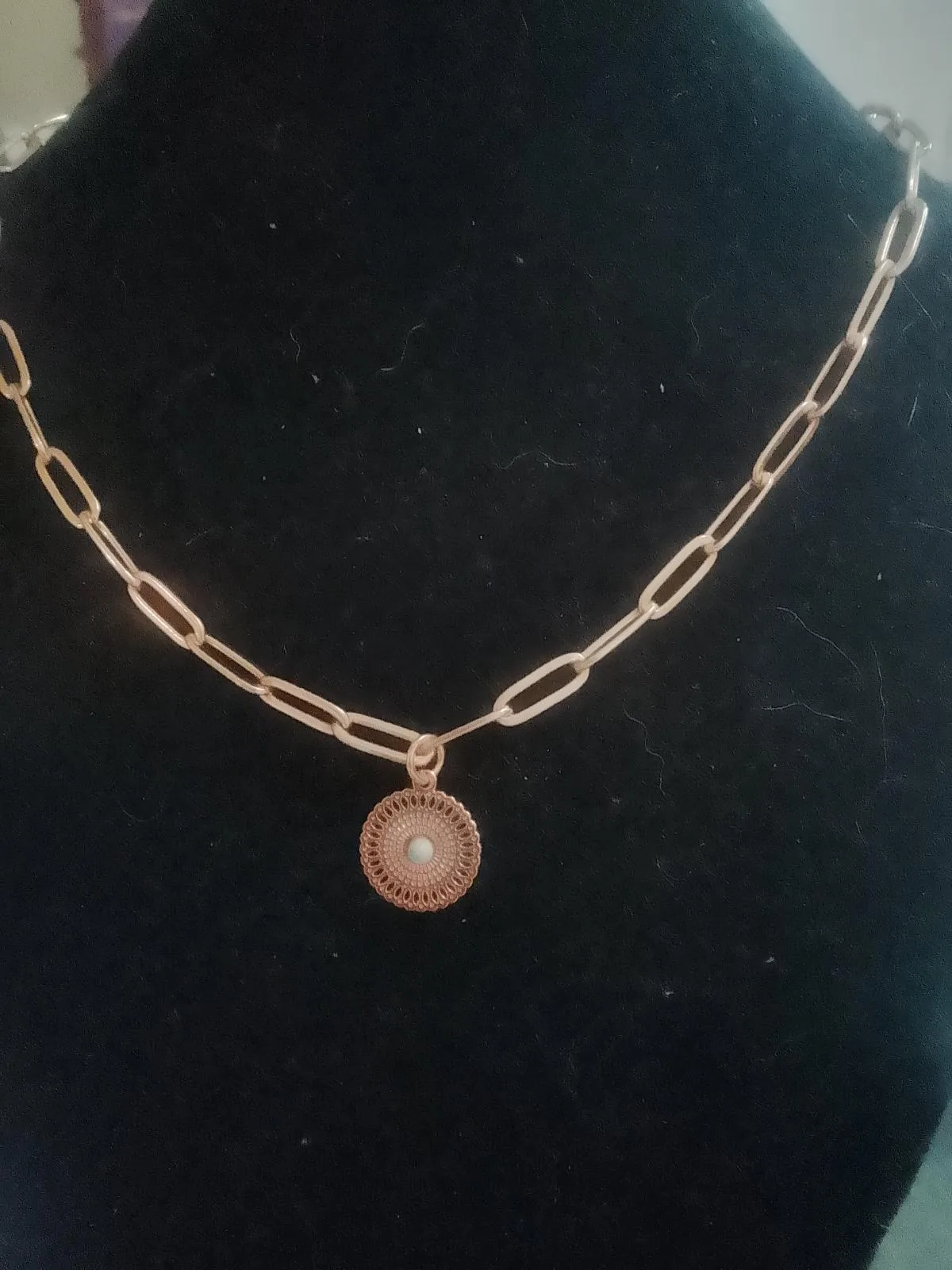 RoseGold plated with turquoise stone necklace and pendant – photo 4