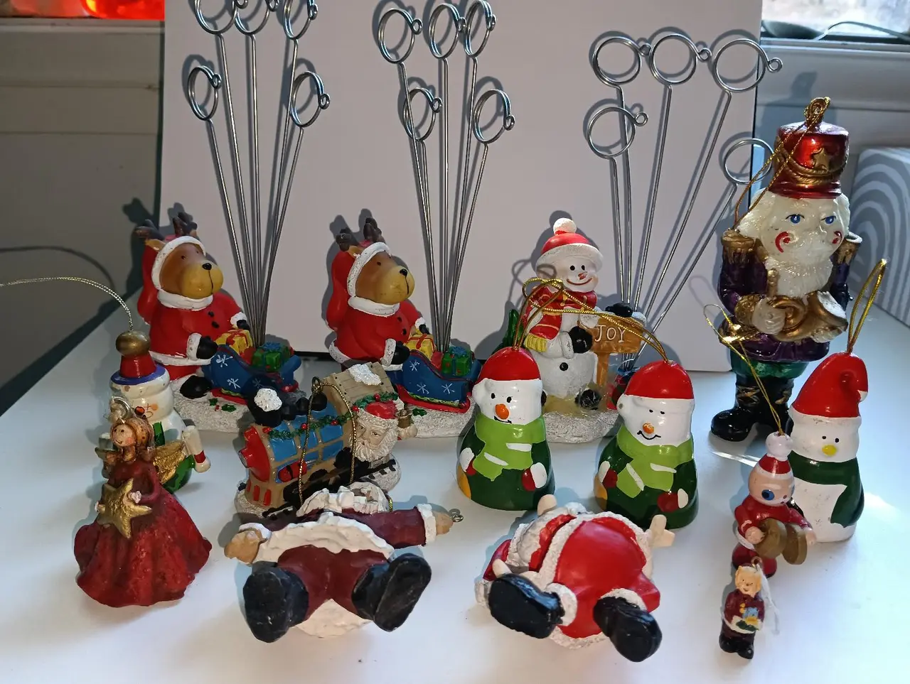 Vintage Christmas Decorations Lot – 14 Festive Figurines & Card Holders Holiday – photo 7