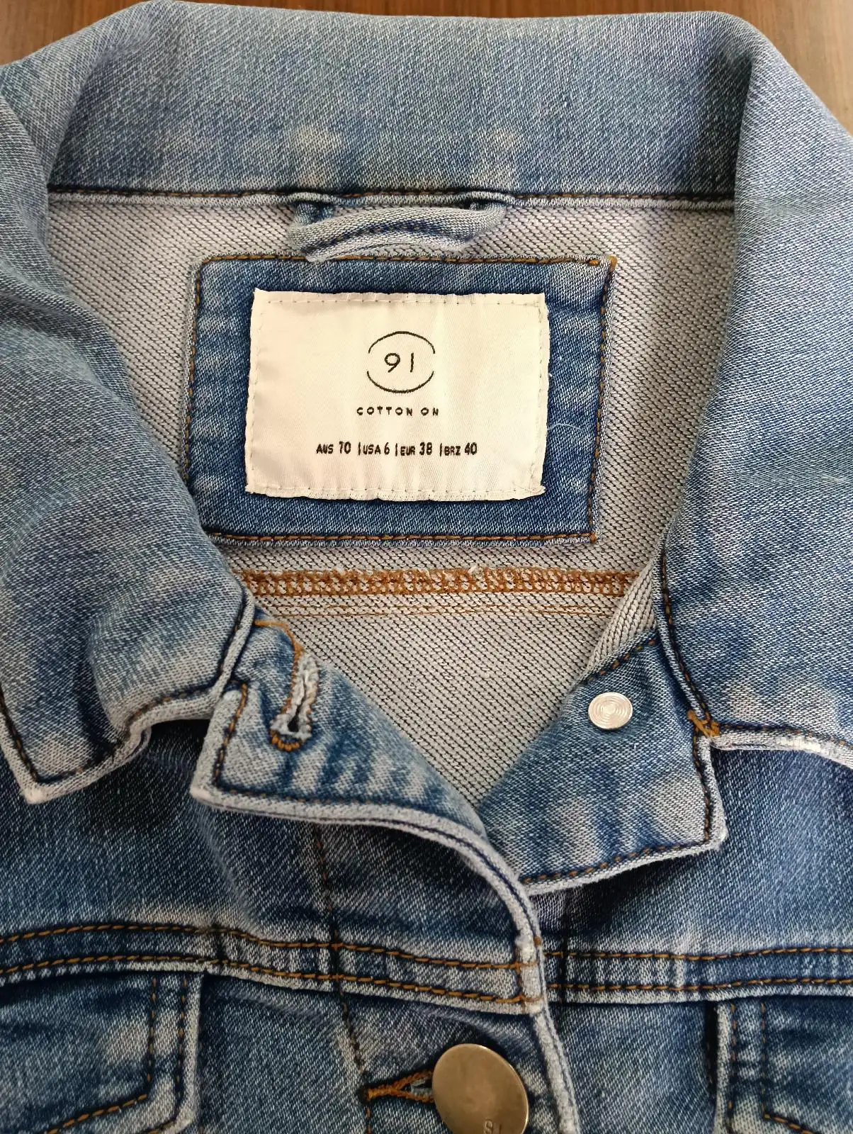 Cotton On Women’s Blue Denim Jean Jacket Size 10 Button Closure Pockets Short – photo 7