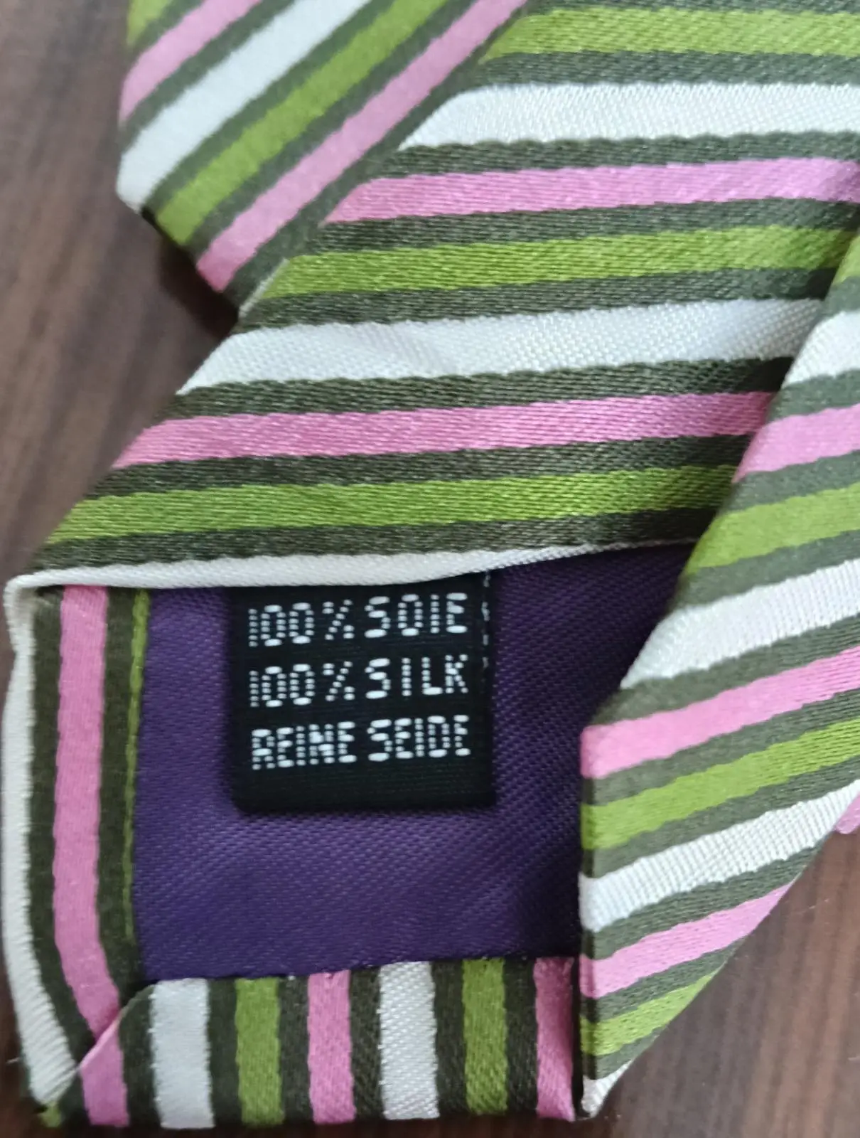Luciano Rossetti Italy 100% Silk Striped Tie Green Pink White Brown Pointed – photo 4