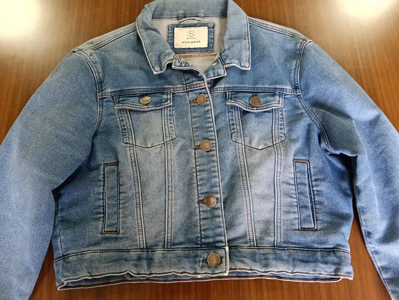 Cotton On Women’s Blue Denim Jean Jacket Size 10 Button Closure Pockets Short – photo 4