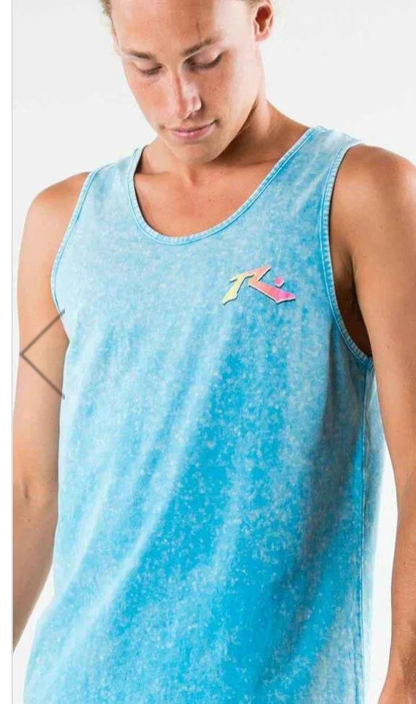 Rusty mens fader tank top  Rusty men's blue acid-wash tank top Size S – photo 2