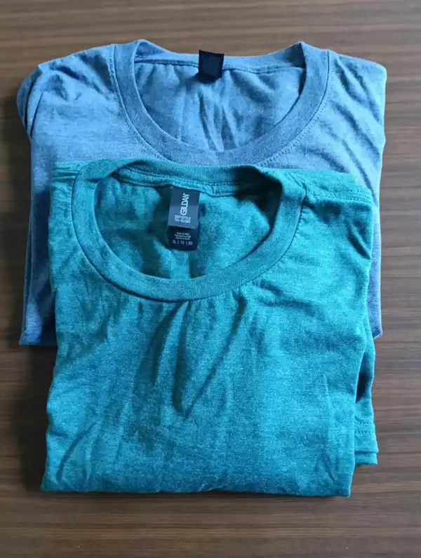X2 Gildan Men's Tri-Blend Jersey Crew Neck Short Sleeve T-Shirt XL Green Blue