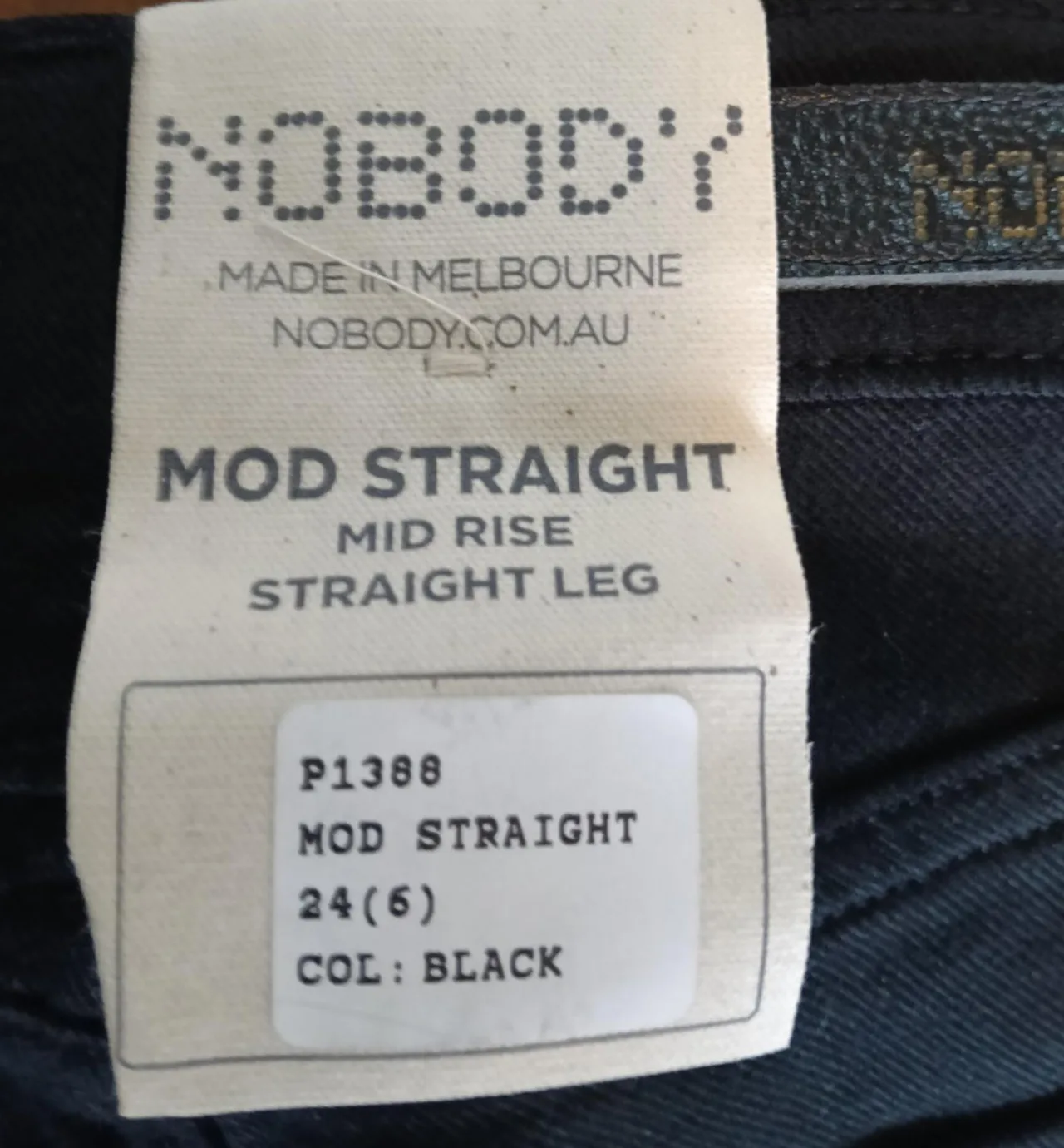 Nobody Mod Straight Mid Rise Straight Leg Jeans Black 24" Waist Size 6 P1388 – photo 6