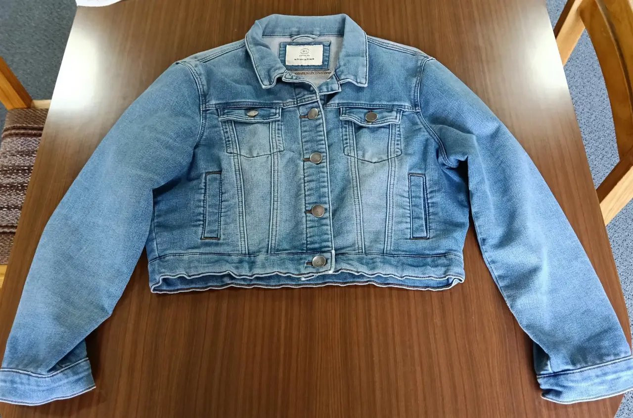 Cotton On Women’s Blue Denim Jean Jacket Size 10 Button Closure Pockets Short – photo 3