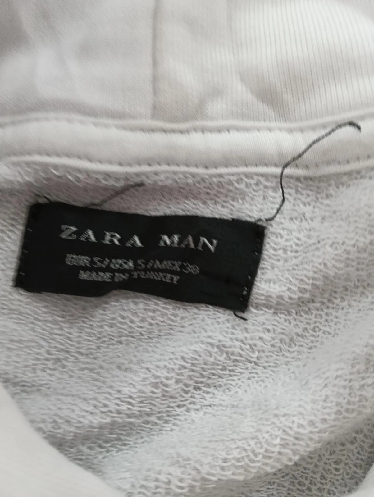 ZARA MAN White Graphic Print Pullover Hoodie M Cotton Fleece Logo Drawstring – photo 5