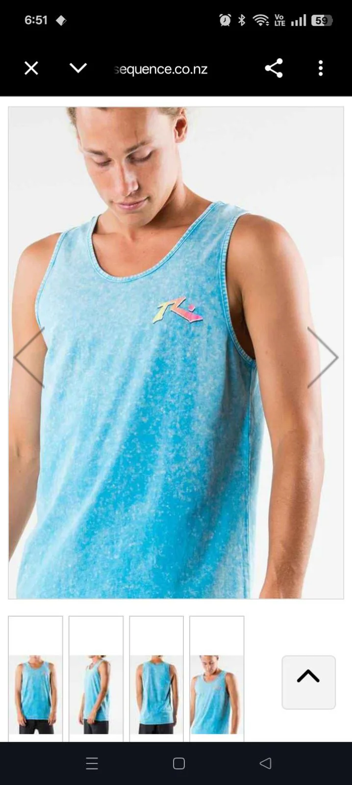 Rusty mens fader tank top  Rusty men's blue acid-wash tank top Size S – photo 3
