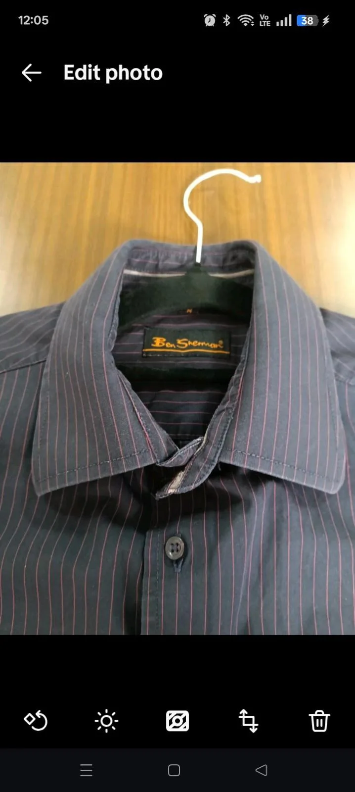 Ben Sherman Blue Red Stripe Long Sleeve Shirt – Rounded Collar Dress Shirt – photo 6