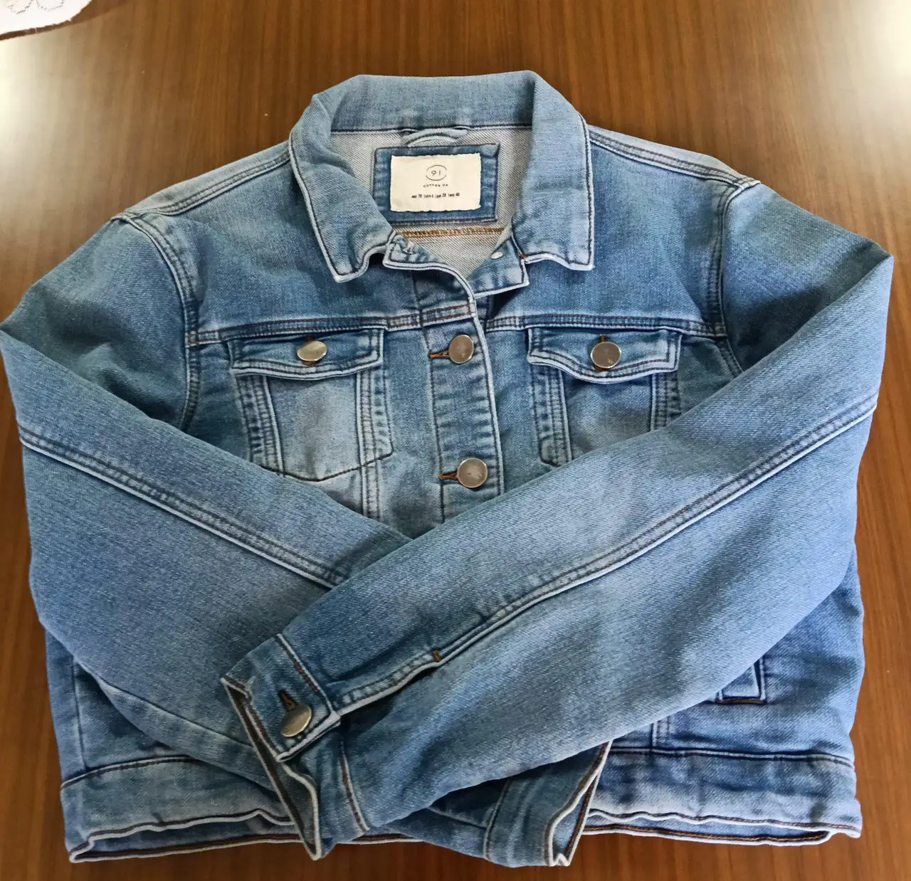 Cotton On Women’s Blue Denim Jean Jacket Size 10 Button Closure Pockets Short – photo 5