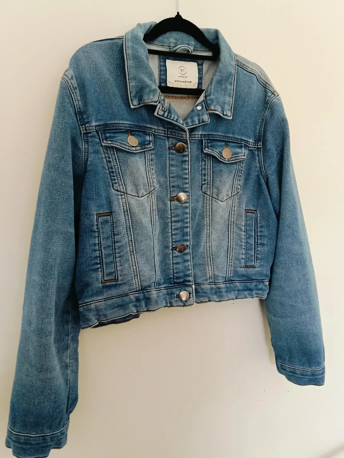 Cotton On Women’s Blue Denim Jean Jacket Size 10 Button Closure Pockets Short – photo 2