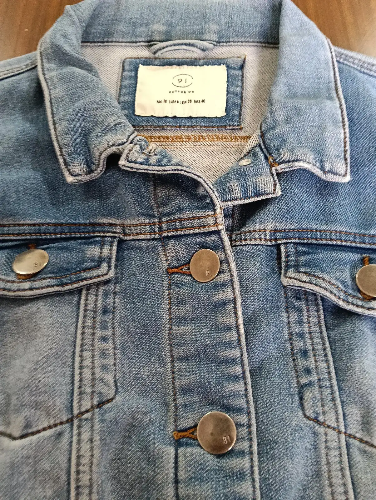 Cotton On Women’s Blue Denim Jean Jacket Size 10 Button Closure Pockets Short – photo 6