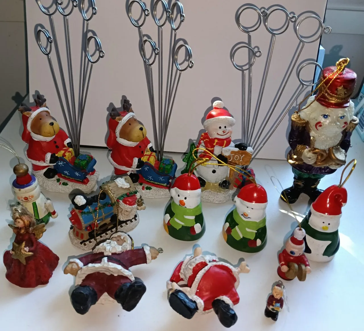 Vintage Christmas Decorations Lot – 14 Festive Figurines & Card Holders Holiday – photo 12