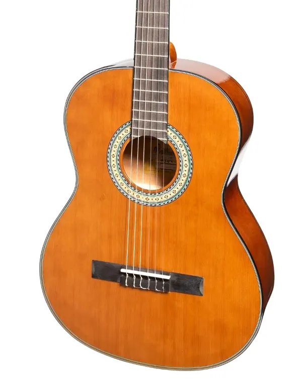 Martinez Natural-Gloss Full Size Classical Guitar with Tuner
