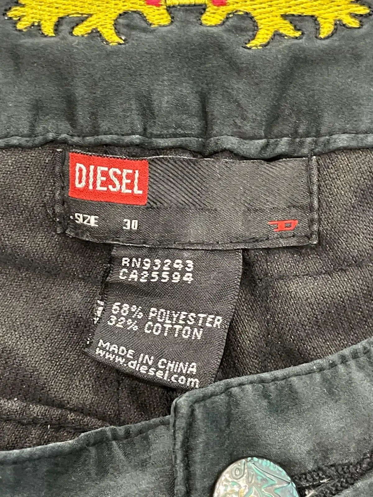 Diesel Corduroy Pants Women's Size 30 Embroidered Waistband – photo 4