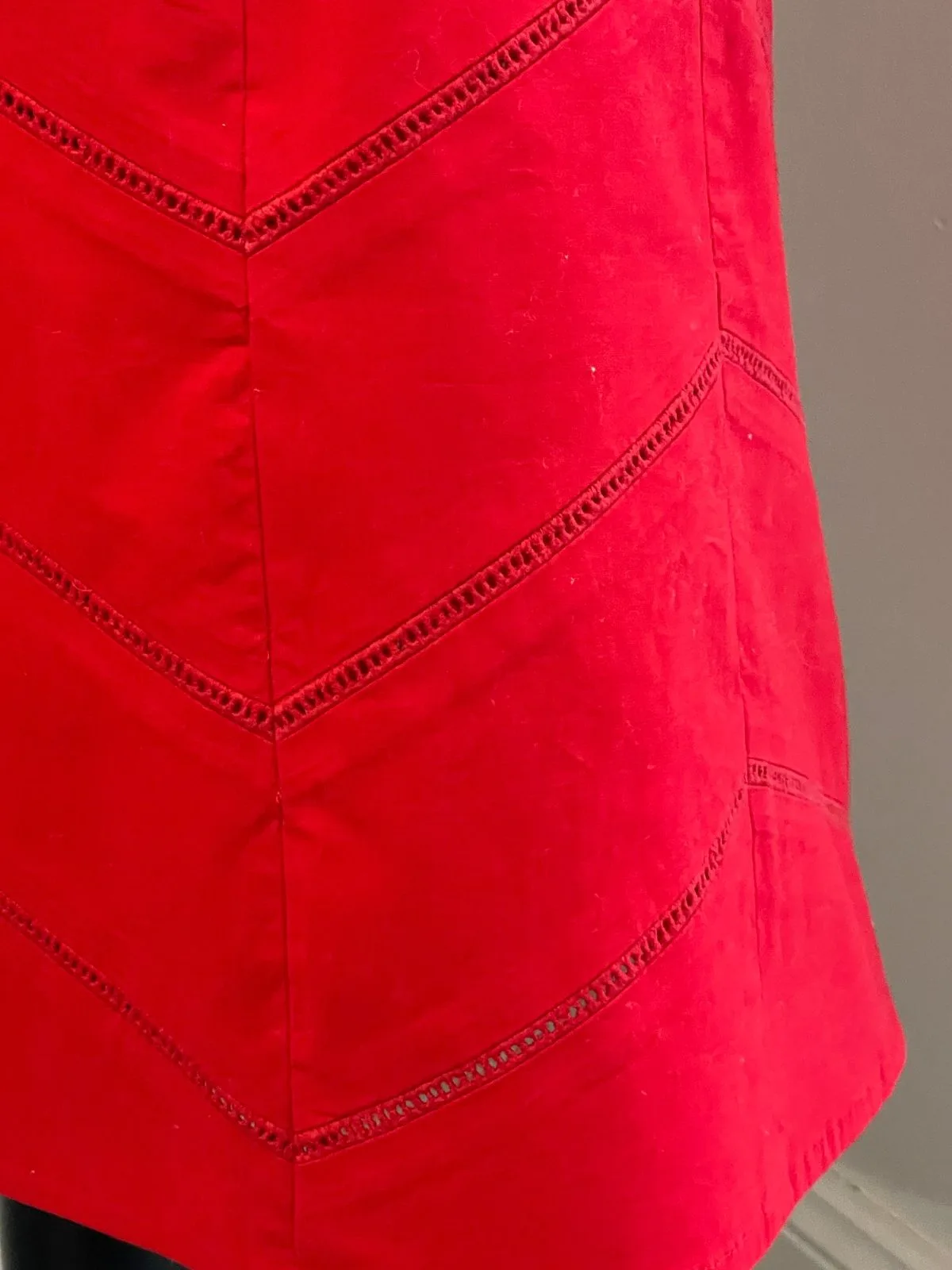 Esprit A-Line Midi Skirt Red With Chevron Detail Size 10 – photo 3