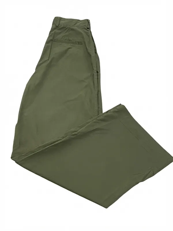 H&M Wide Leg Cotton Trousers Olive Green Size 10