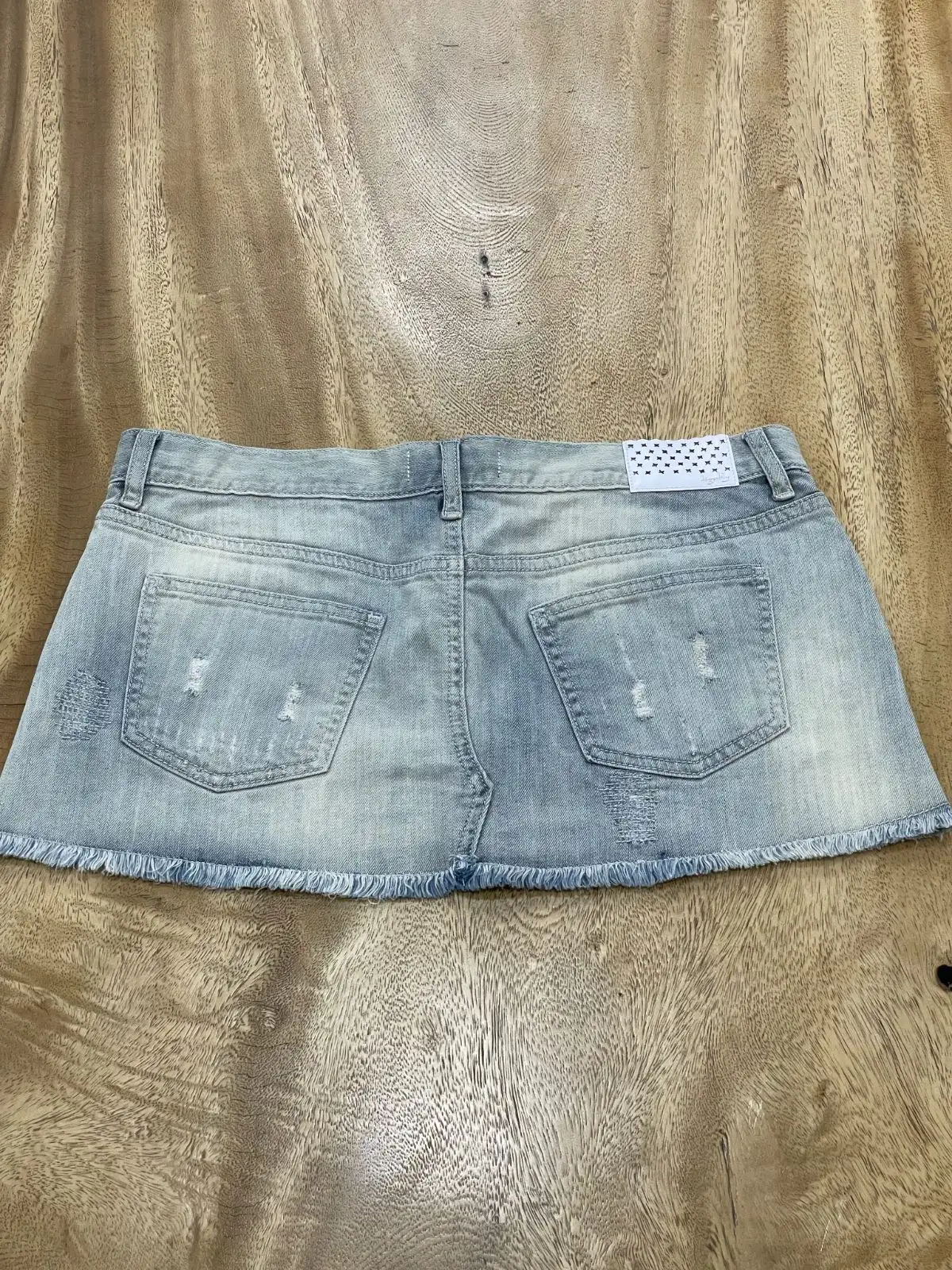 Tigerlily Distressed Denim Mini Skirt Light Wash Women's AU 10 – photo 3