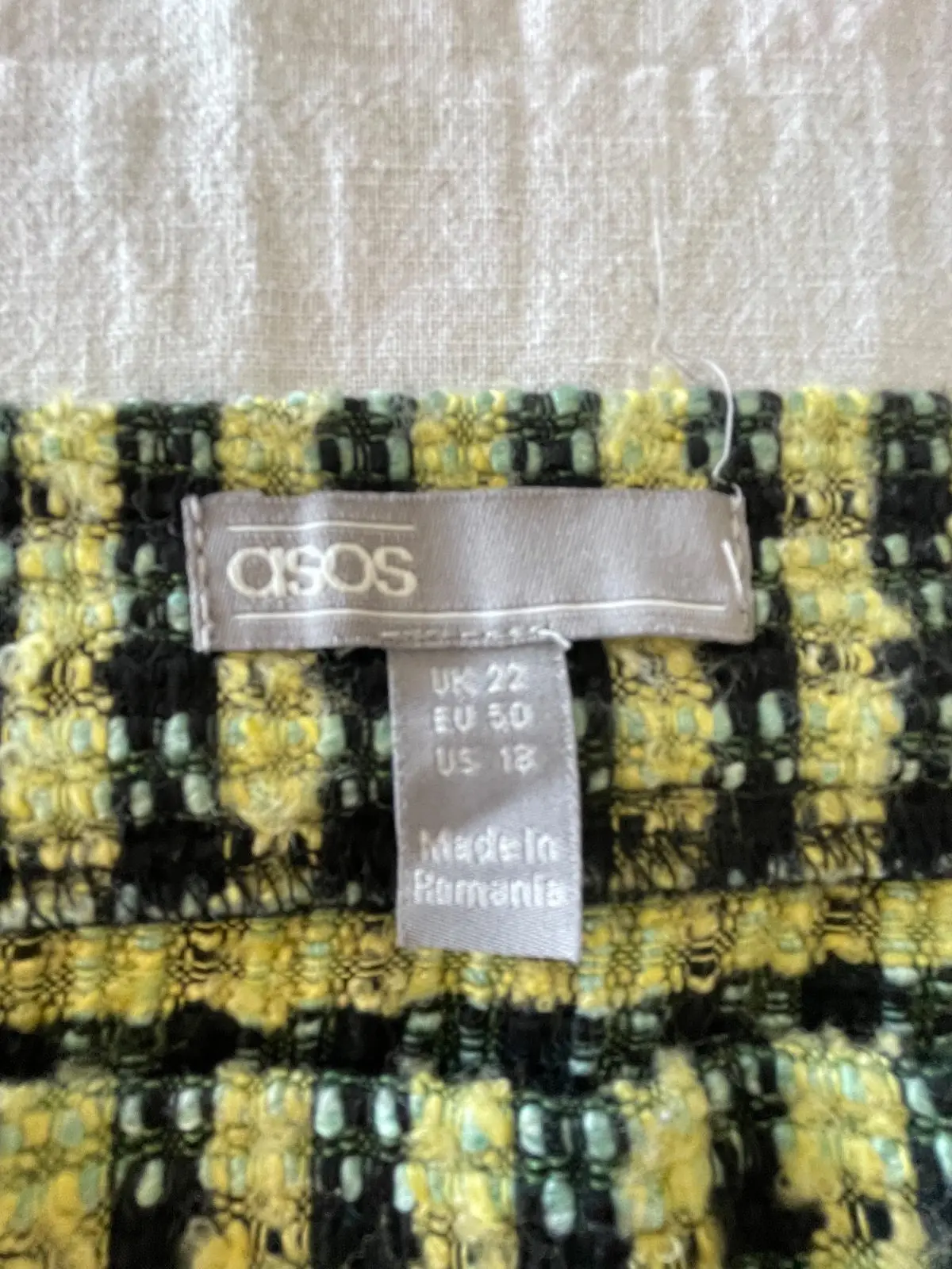 ASOS Black & Neon Yellow Tweed Mini Skirt Size 22 – photo 2