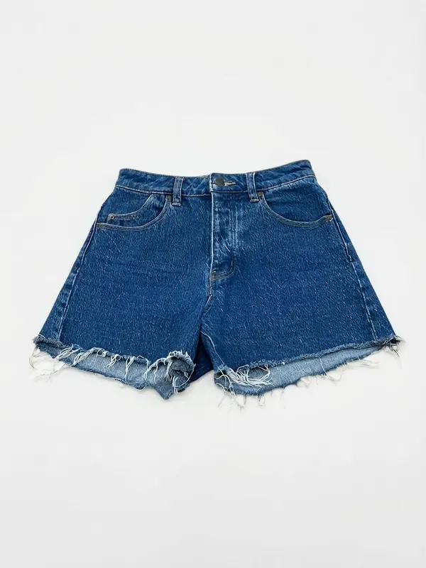 Rolla's Original High-Rise Cut-Off Denim Shorts Blue Women's AU 6